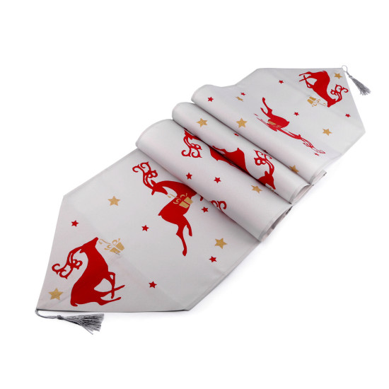 Traversă de masă cu motive de crăciun, 35x180 cm - Alb (2 Bucăți) Traversă de masă cu motive de crăciun, 35x180 cm - Alb (2 Bucăți)