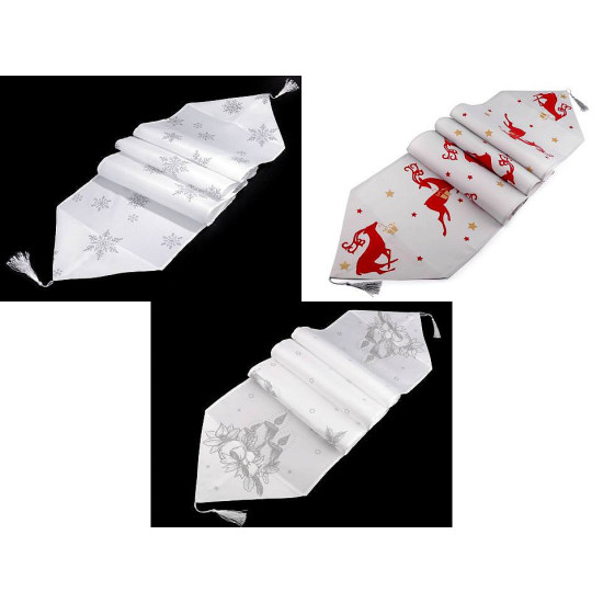 Traversă de masă cu motive de crăciun, 35x180 cm - Alb (2 Bucăți) Traversă de masă cu motive de crăciun, 35x180 cm - Alb (2 Bucăți)