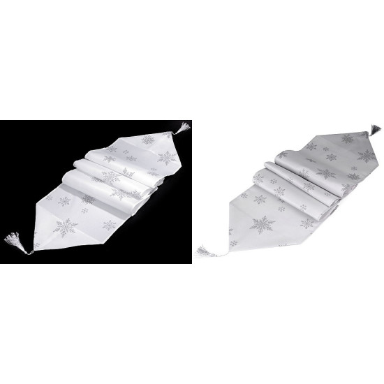 Traversă de masă cu motive de crăciun, 35x180 cm - Alb (2 Bucăți) Traversă de masă cu motive de crăciun, 35x180 cm - Alb (2 Bucăți)