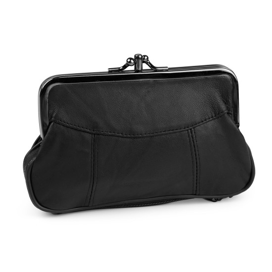 Portofel damă, piele naturală, 10x17 cm - Negru (1 Bucată) Portofel damă, piele naturală, 10x17 cm - Negru (1 Bucată)