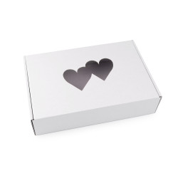 Cutie carton cu fereastră - inimă - Alb (1 Bucată)