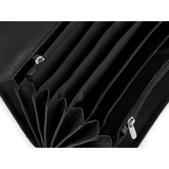 Portofel din piele 10x19 cm - Negru (1 Bucată) Portofel din piele 10x19 cm - Negru (1 Bucată)