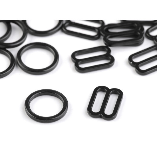 Inele și reglori sutien, lățime 12 mm - Negru (600 Bucăți)