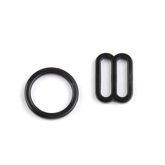 Inele și reglori sutien, lățime 12 mm - Negru (600 Bucăți)
