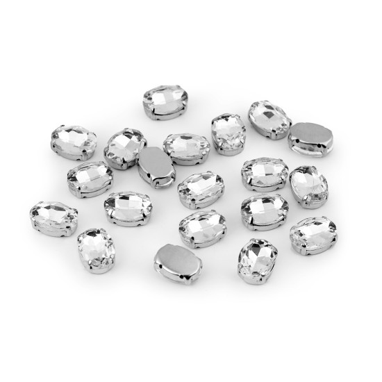 Strasuri de cusut, model oval 10x14 mm - Cristal (20 Bucăți) Strasuri de cusut, model oval 10x14 mm - Cristal (20 Bucăți)