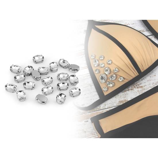 Strasuri de cusut, model oval 10x14 mm - Cristal (20 Bucăți) Strasuri de cusut, model oval 10x14 mm - Cristal (20 Bucăți)