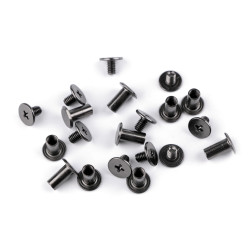 Butoni cu șurub pentru pielarie, ø10 mm - Nichel negru (10 Perechi)