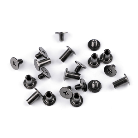 Butoni cu șurub pentru pielarie, ø10 mm - Nichel (200 Perechi)
