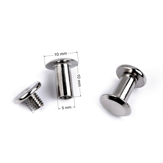 Butoni cu șurub pentru pielarie, ø10 mm - Nichel (200 Perechi)