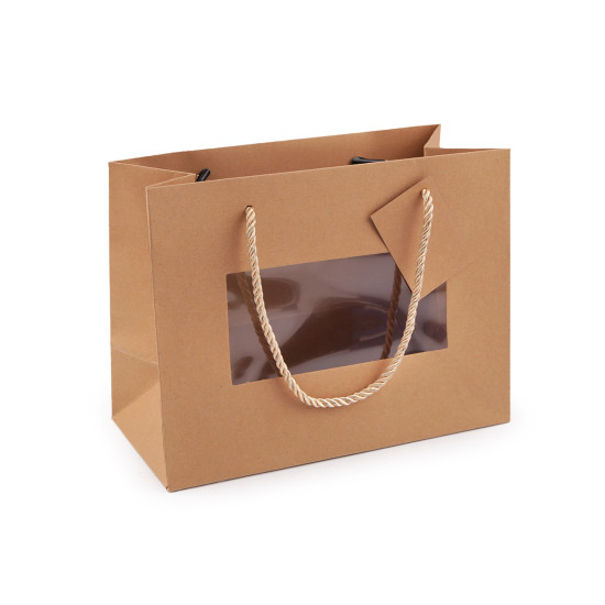 Pungă de hârtie natural cu fereastră - Maro natural (1 Bucată) Pungă de hârtie natural cu fereastră - Maro natural (1 Bucată)
