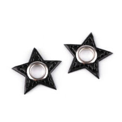Ocheți metalici cu stea din piele pentru cusut - Negru (100 Bucăți)