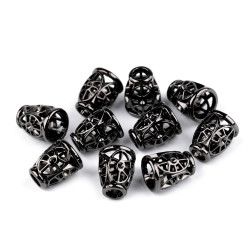 Terminație  șnur ø4,5 mm / ornament metalic - Nichel negru (100 Bucăți)