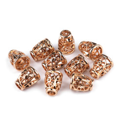 Terminație  șnur ø4,5 mm / ornament metalic - Auriu rose (100 Bucăți)