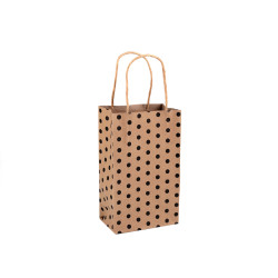 Punga de hartie cu buline 13x21,5 cm - Maro natural (100 Bucăți)