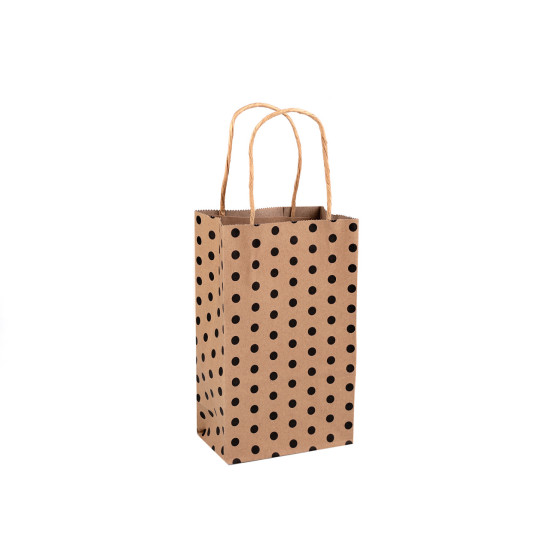 Punga de hartie cu buline 13x21,5 cm - Maro natural (5 Bucăți) Punga de hartie cu buline 13x21,5 cm - Maro natural (5 Bucăți)