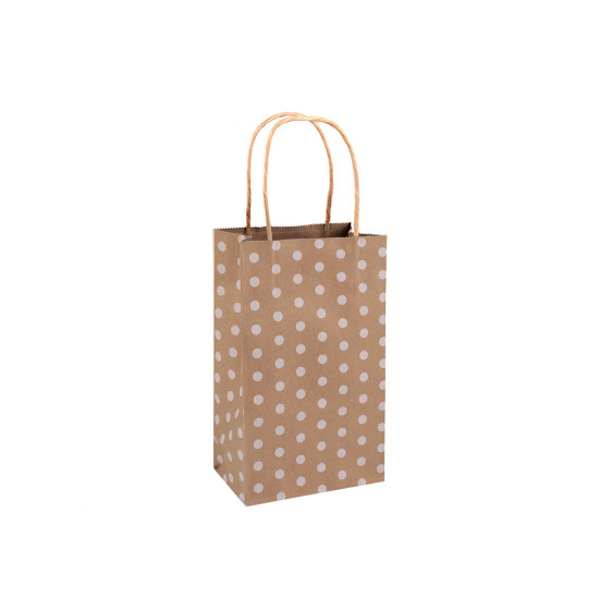 Punga de hartie cu buline 13x21,5 cm - Maro natural (5 Bucăți) Punga de hartie cu buline 13x21,5 cm - Maro natural (5 Bucăți)
