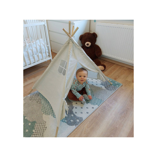 Cort copii teepee 80x80x95 cm - Alb (1 Bucată)