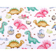 Țesătură / pânză din bumbac dinozaur - Alb (10 Metri)