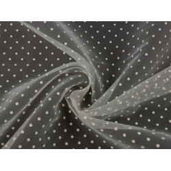 Organza cu buline - Galben vanilie (1 Metru)
