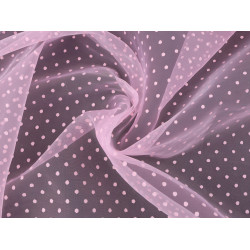 Organza cu buline - Roz deschis (1 Metru)