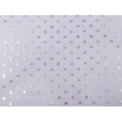 Organza cu buline ab efect curcubeu - Gri deschis (1 Metru)