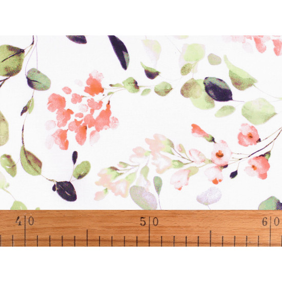 Țesătură de bumbac / pânză frunze / plante - Alb (10 Metri) Țesătură de bumbac / pânză frunze / plante - Alb (10 Metri)