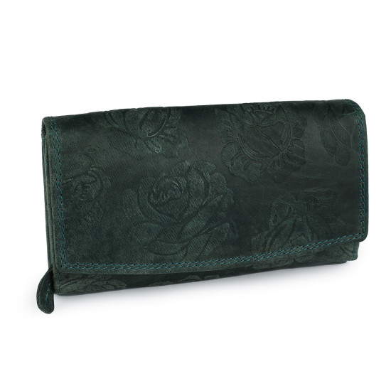 Portofel de dama din piele cu flori - Verde sapin (3 Bucăți) Portofel de dama din piele cu flori - Verde sapin (3 Bucăți)