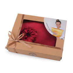Set de dormit, fata de perna din satin si elastic de par - Bordo (1 Bucată)