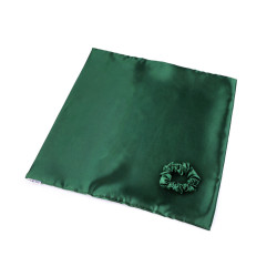 Set de dormit, fata de perna din satin si elastic de par - Verde închis (1 Bucată)