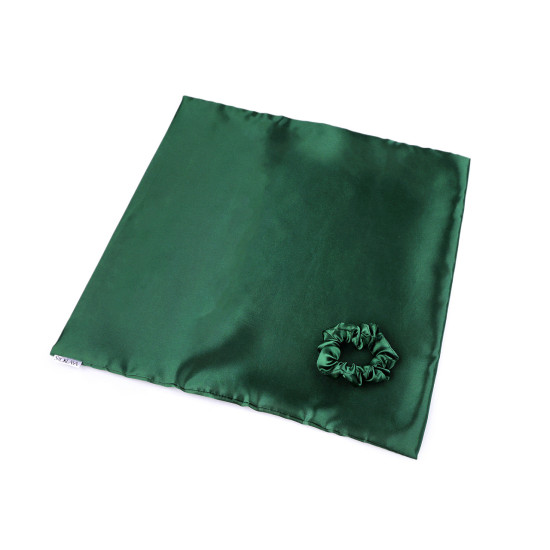 Set de dormit, fata de perna din satin si elastic de par - Verde închis (3 Bucăți) Set de dormit, fata de perna din satin si elastic de par - Verde închis (3 Bucăți)