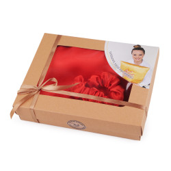 Set de dormit, fata de perna din satin si elastic de par - Roșu (1 Bucată)