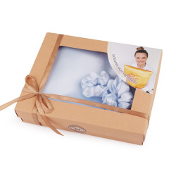 Set de dormit, fata de perna din satin si elastic de par - Bleu nu-mă-uita (1 Bucată)