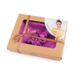 Set de dormit, fata de perna din satin si elastic de par - Violet deschis (1 Bucată)
