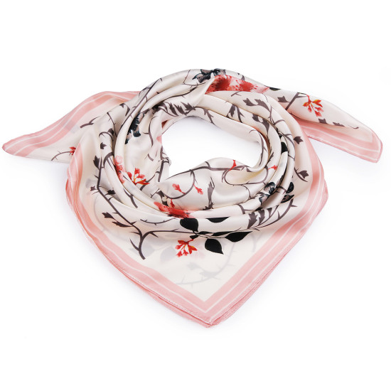 Eșarfă din satin flori 70x70 cm - Crem deschis (10 Bucăți) Eșarfă din satin flori 70x70 cm - Crem deschis (10 Bucăți)