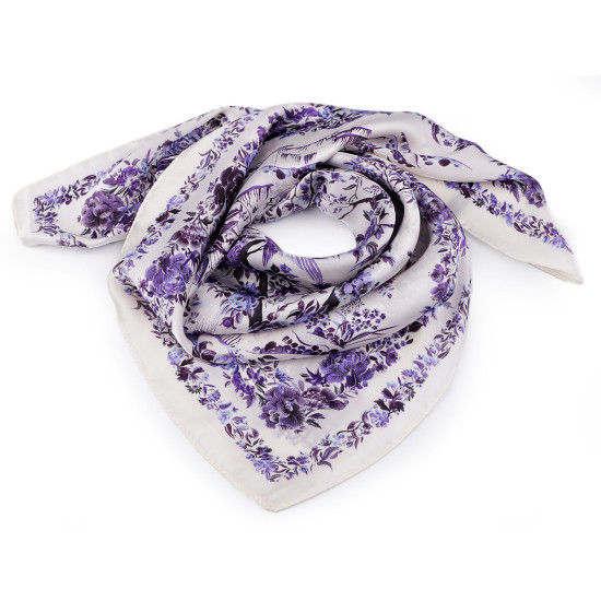 Eșarfă din satin flori 70x70 cm - Crem deschis (10 Bucăți) Eșarfă din satin flori 70x70 cm - Crem deschis (10 Bucăți)