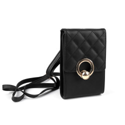 Portofel cu buzunar pentru telefon mobil  crossbody 11x17 cm - Negru (1 Bucată)