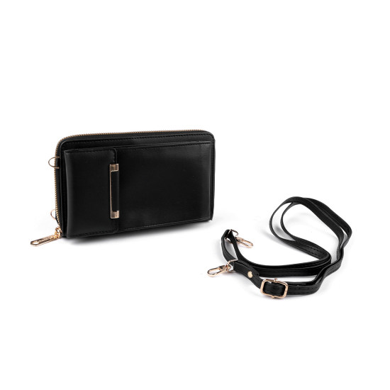 Portofel cu buzunar pentru telefon mobil crossbody 11x17 cm - Negru (1 Bucată) Portofel cu buzunar pentru telefon mobil crossbody 11x17 cm - Negru (1 Bucată)