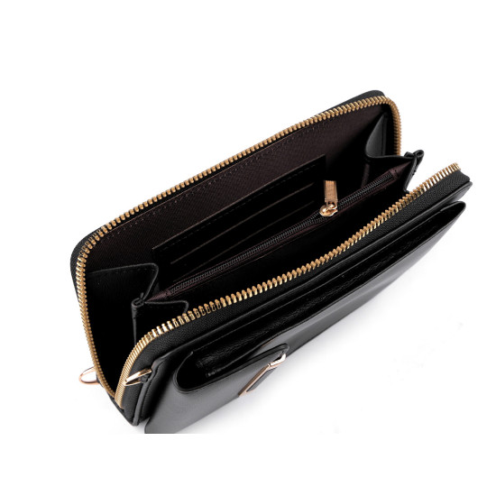 Portofel cu buzunar pentru telefon mobil crossbody 11x17 cm - Negru (1 Bucată) Portofel cu buzunar pentru telefon mobil crossbody 11x17 cm - Negru (1 Bucată)
