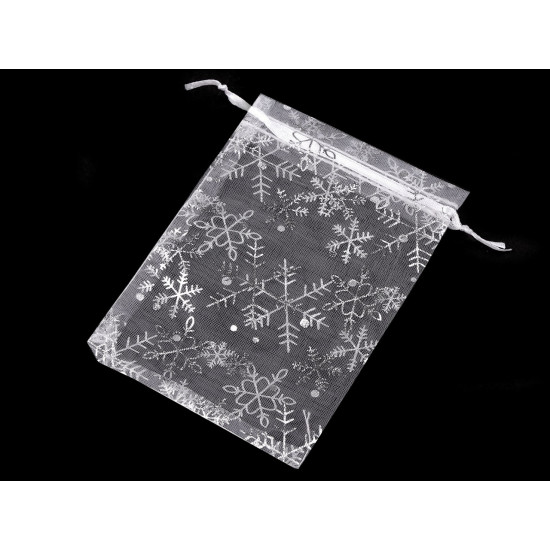 Saculet cadouri organza 10x15 cm - Alb (10 Bucăți)