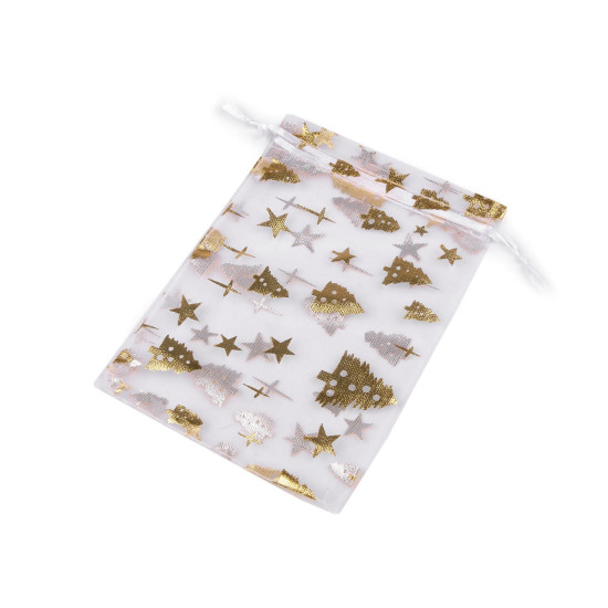 Saculet cadou din organza 10x14,5 cm - Alb (100 Bucăți)