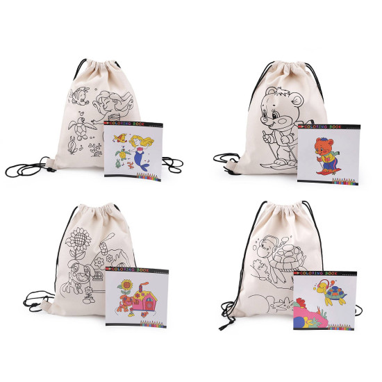 Sac din bumbac copii 27x35 cm - Ecru deschis (4 Bucăți) Sac din bumbac copii 27x35 cm - Ecru deschis (4 Bucăți)