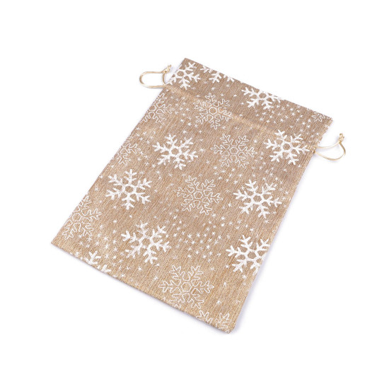 Saculet cadou imprimeu fulgi de nea 20x30 cm - Auriu (3 Bucăți) Saculet cadou imprimeu fulgi de nea 20x30 cm - Auriu (3 Bucăți)