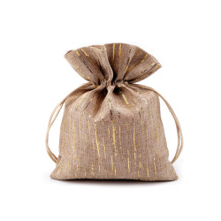 Saculet cadou imitatie iuta efect auriu 13x18 cm - Ecru natural (1 Bucată)