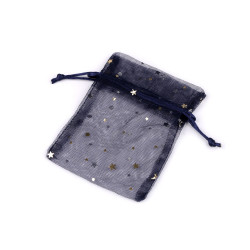 Saculet cadou tul 10x13 cm - Albastru închis (10 Bucăți)