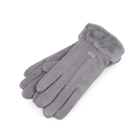 Mănuși de damă cu blană, tactile - Gri neutral (1 Pereche) Mănuși de damă cu blană, tactile - Gri neutral (1 Pereche)