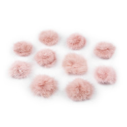 Aplicatie pompon din blană ø3 cm - Roz pudrat (10 Bucăți)