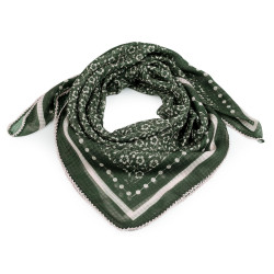 Esarfa cu flori si bordura crosetata 85x85 cm - Verde (1 Bucată)