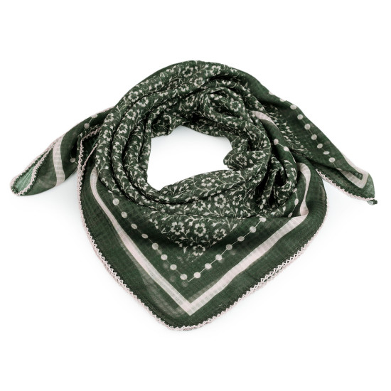 Esarfa cu flori si bordura crosetata 85x85 cm - Albastru închis (1 Bucată) Esarfa cu flori si bordura crosetata 85x85 cm - Albastru închis (1 Bucată)