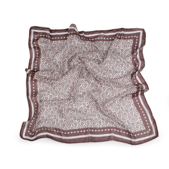 Esarfa cu flori si bordura crosetata 85x85 cm - Albastru închis (1 Bucată) Esarfa cu flori si bordura crosetata 85x85 cm - Albastru închis (1 Bucată)