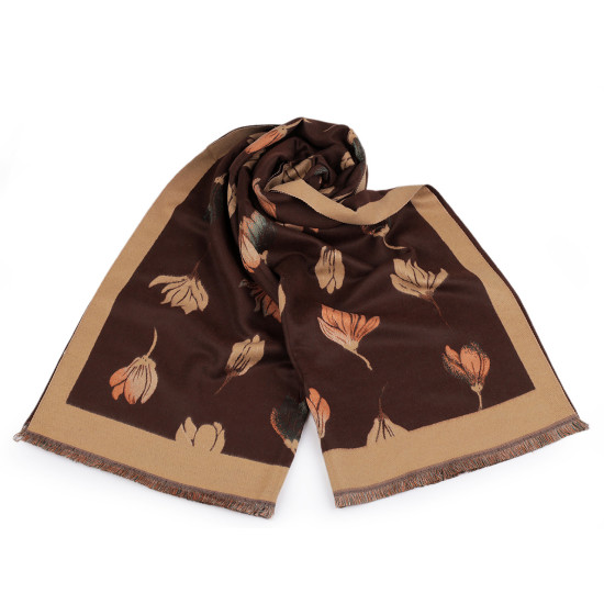 Eșarfă tip cașmir cu franjuri, flori 65x190 cm - Bej camel (3 Bucăți) Eșarfă tip cașmir cu franjuri, flori 65x190 cm - Bej camel (3 Bucăți)